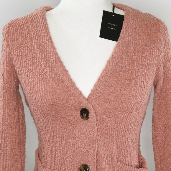 Code x Mode Pink Knit V-Neck Pocket Cardigan - Picture 2 of 12